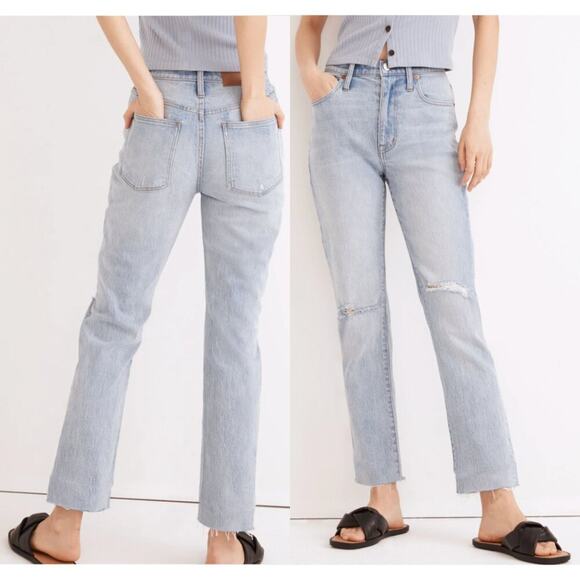 Madewell Denim - Madewell The High-Rise Slim Boyjean in Prentice Wash: Ripped Edition